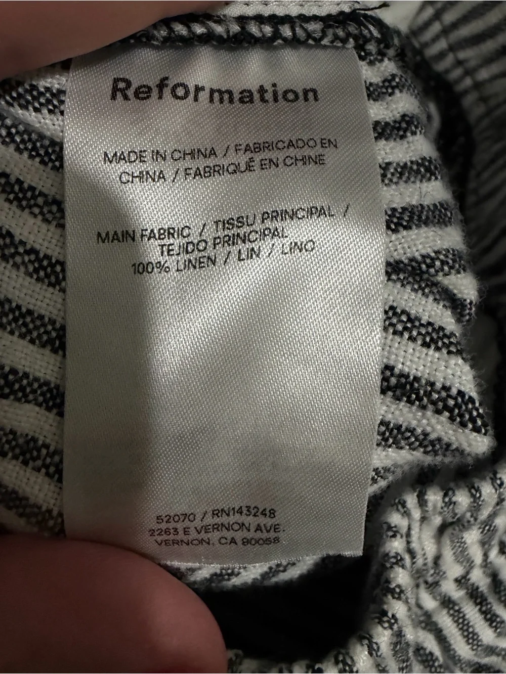 Reformation Cropped Striped Linen Pants Size XS